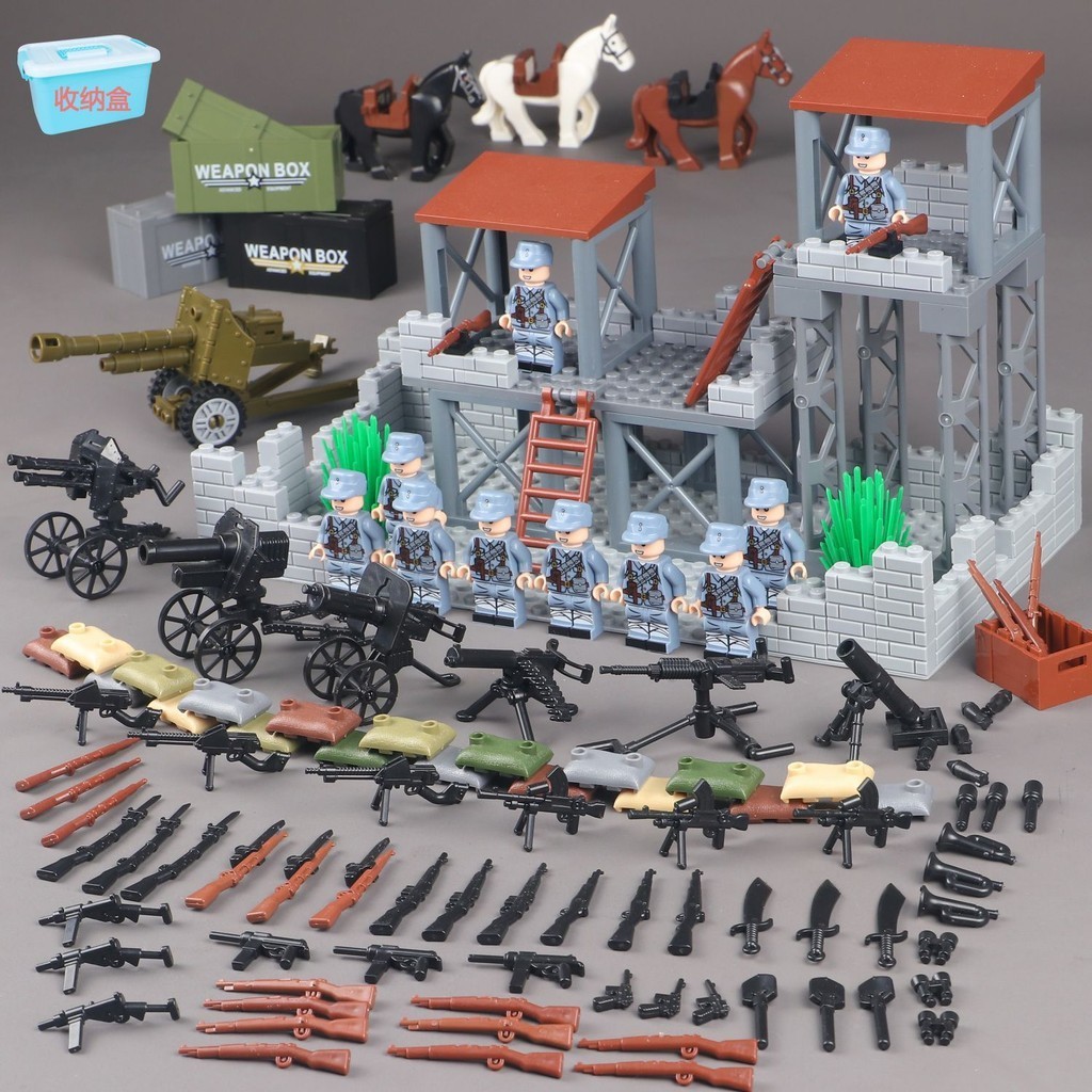 Compativel com a cena das ruinas da segunda guerra mundial da base militar de Lego Faz a Boa