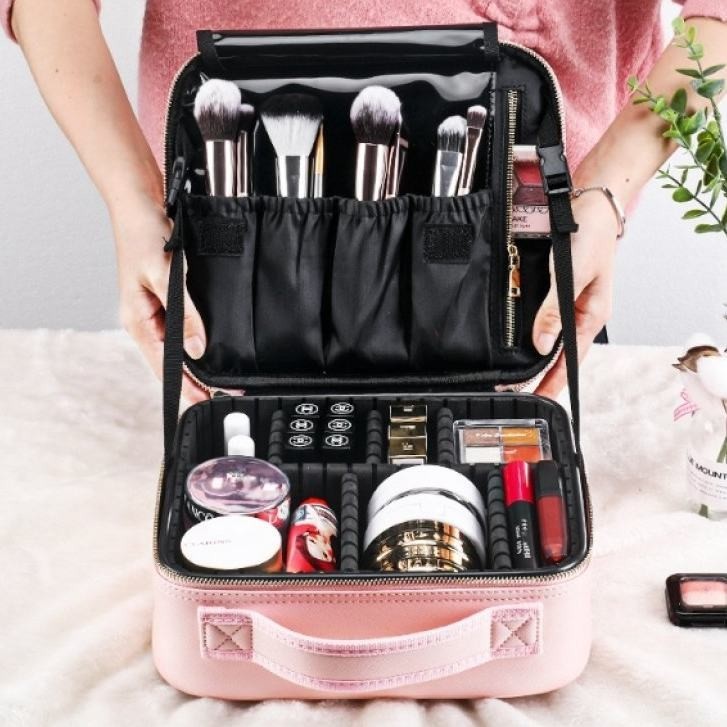 Saco Cosmético Portátil Para Mulheres Divisório Removível Cosméticos