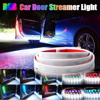 1.2m/47.24in Luz Streamer Para Portas De Automóveis LED Colorida Decoração De Atmosfera Luzes RGB Guia De Água De Varredura Lâmpada Anti-Colisão