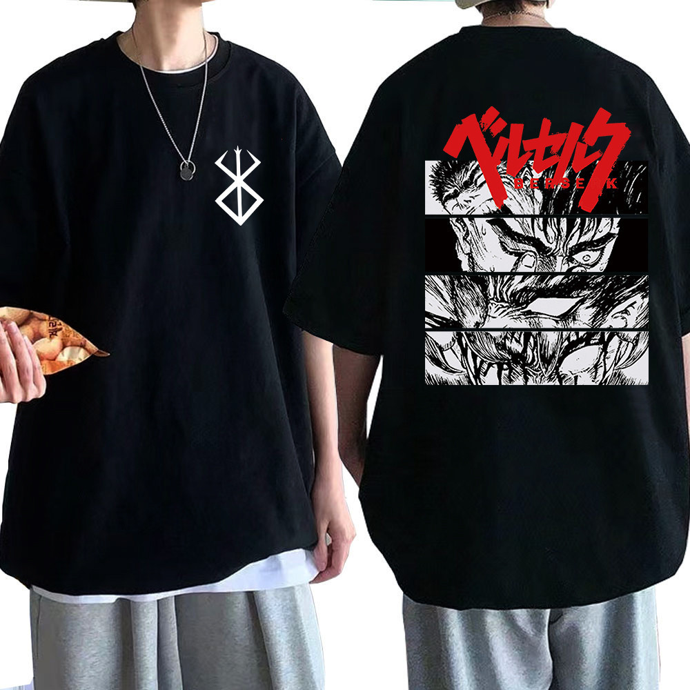 Camisa Oversized Grande Camisa Streetwear 100% Algodão Anime Berserk Japonês