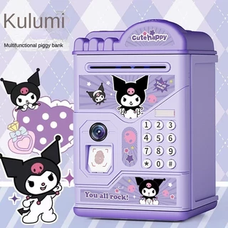 Sanrio ATM Machine Desbloquear Reconhecimento Facial & Impressão Digital Anime Cinnamoroll Kuromi My Melody Cofre De Senha Música Banco De Moedas