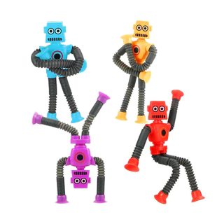 Robo Pop It Tubo Luz Led Estica Puxa Gruda Boneco Brinquedo Infantil