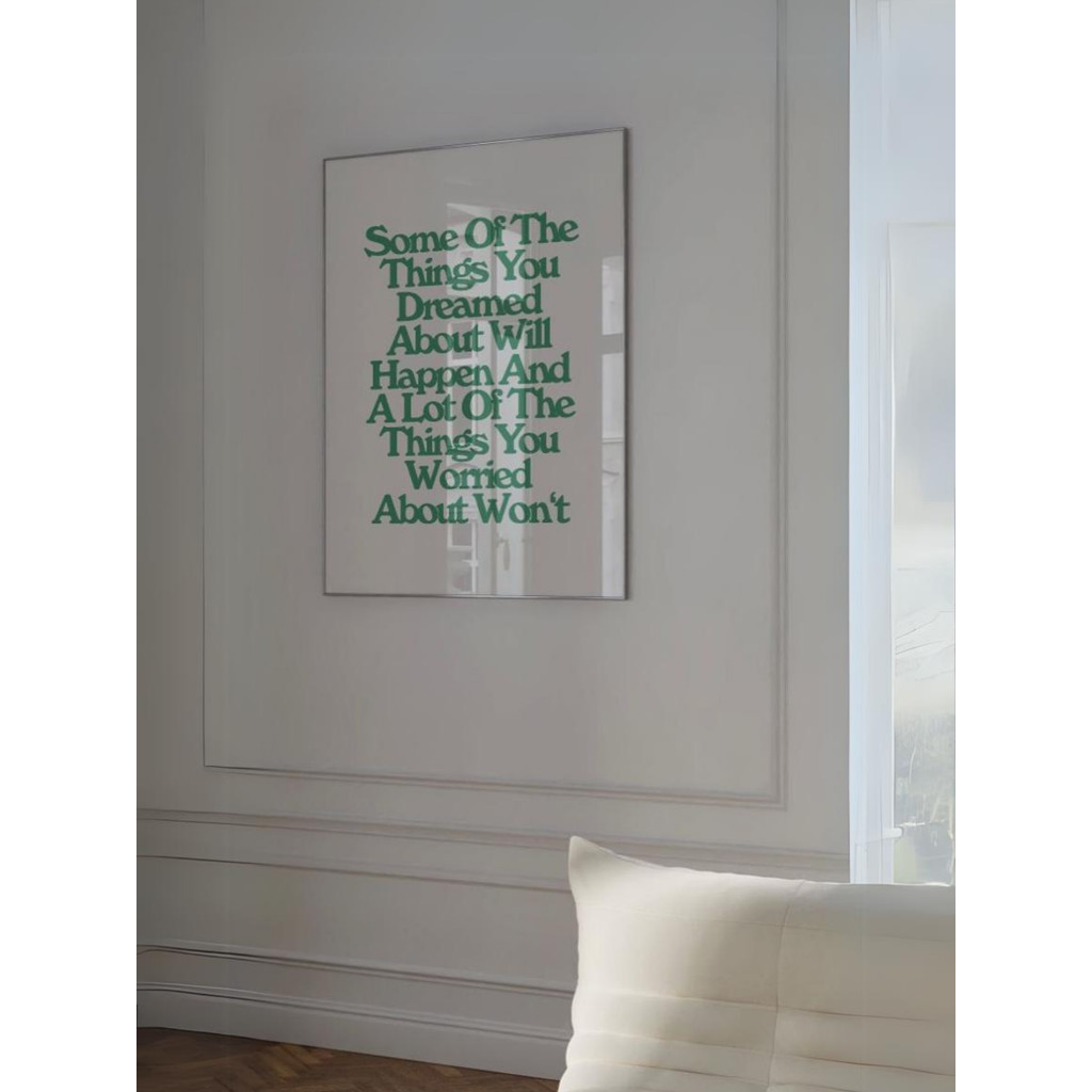 Quadro Decorativo Sonhos e Preocupações Frases Ingles Moderno Minimalista