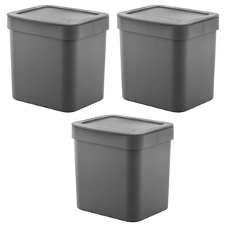 3x Lixeira de Cozinha Pequena 2,5 Litros OU Trium Cinza