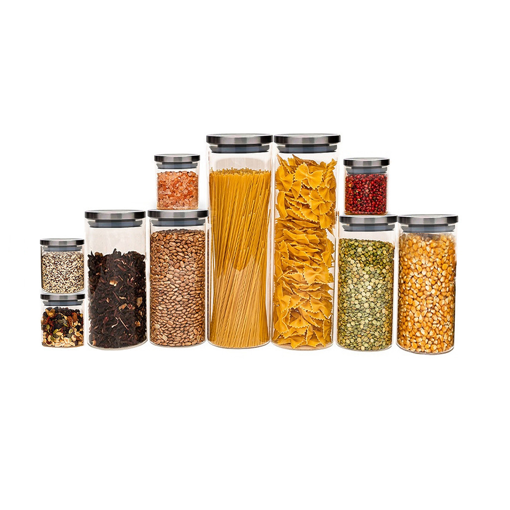 Kit Com 10 Potes De Vidro Borosili Com Tampa Hermética