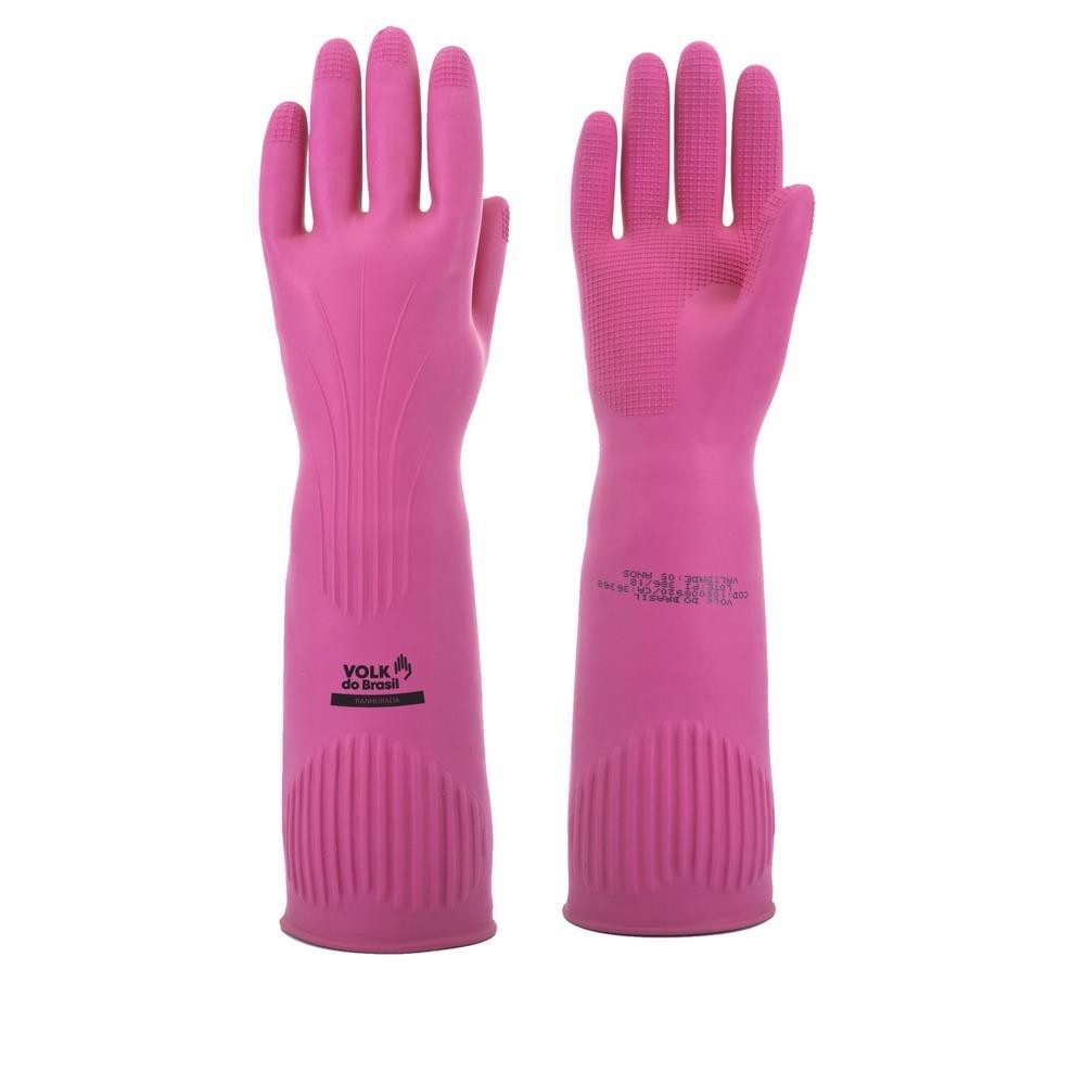 Luva Látex Ranhurada Rosa Ca 36368 Volk em Oferta na Shopee