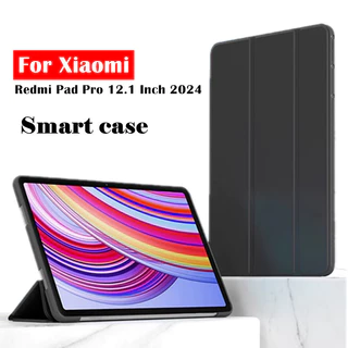 Nova Capa Inteligente Para Xiaomi Redmi Pad Pro 12.1 " Trifold Leather Flip Soft Back Cover Funda Poco 12.1 Polegadas Tablet Case