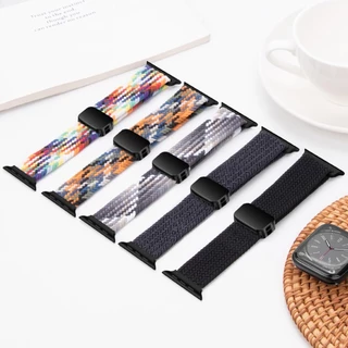Pulseira de Nylon para Apple Watch 49mm 45mm 44mm 42mm 41mm 40mm 38mm, IWatch Serie 9 8 7 SE 6 5 4 3 2 1 SE Ultra 2 Band strap Elástica Trançada com Fivela Magnética