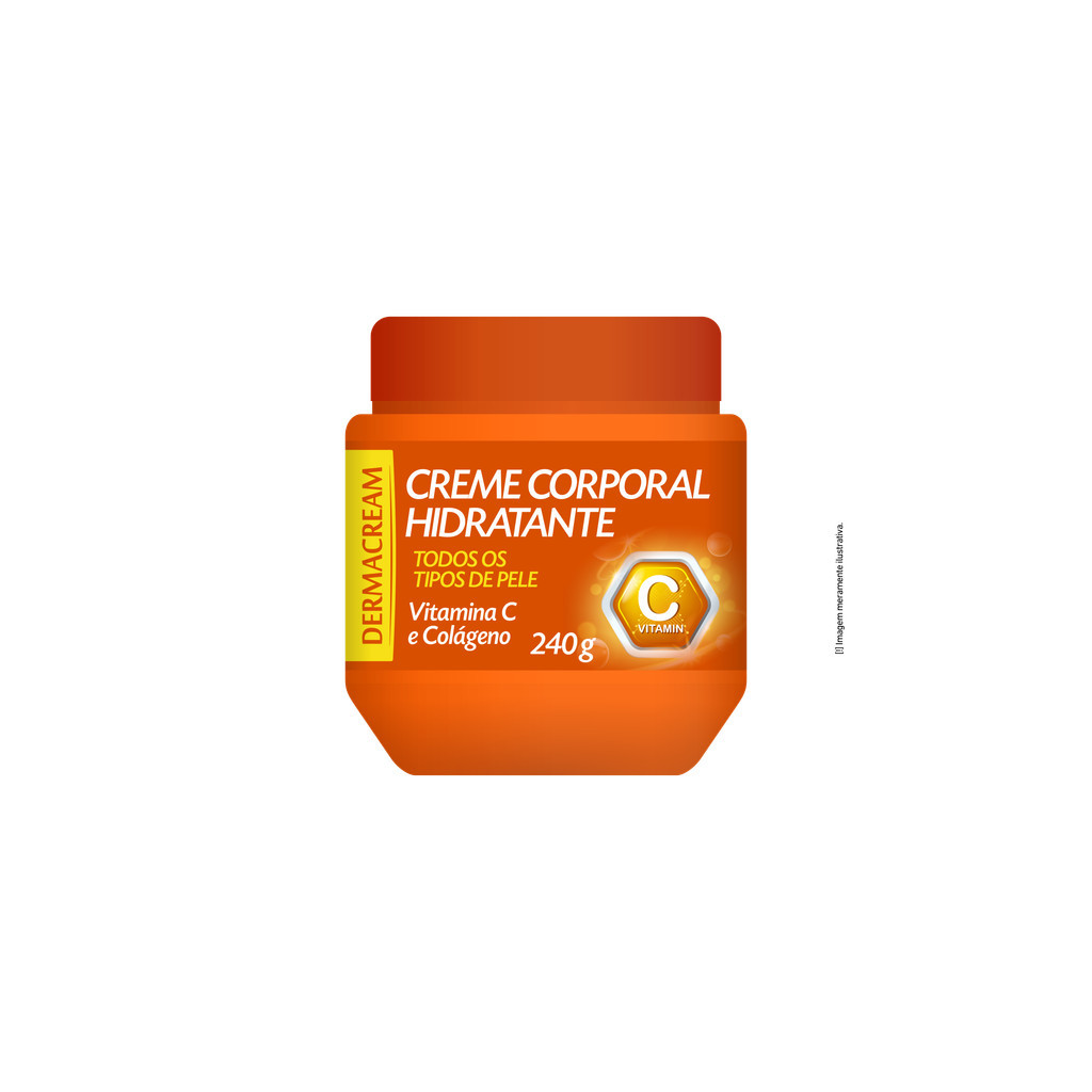 Creme Hidratante Corporal Dermacream 240g Vitamina C e Colágeno