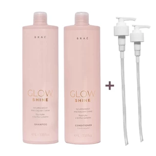 Kit Braé Glow Shine Shampoo 1L + Condicionador 1L + Pump