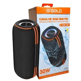 Caixa de som Bluetooth Resistente a Água com Alto Falante Duplo 30W e Luz RGB A'gold Original SM-07