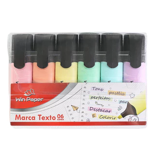 Marcador de Texto 6 Cores Canetinhas Tons Pasteis perfeitos p/ Destacar e Colorir Caneta Marca Texto