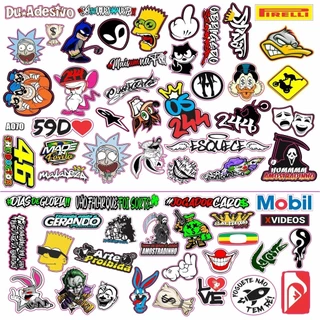 Super Cartela Kit Com 61 Adesivos Para Moto Carro e Notebook