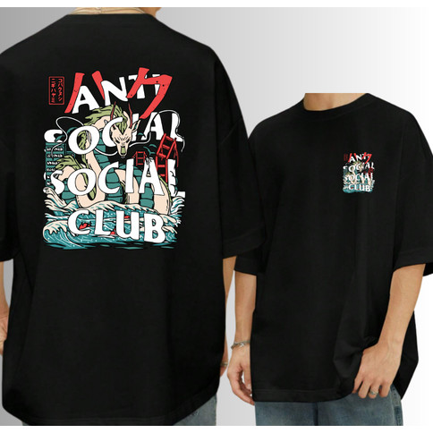Camiseta Oversized Streetwear Unissex Anti Social Dragão