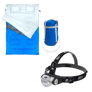 Kit Saco Dormir Kuple Casal Com Travesseiro + Lanterna de Cabeça Turbo LED 20 lúmens - Nautika em Oferta na Shopee