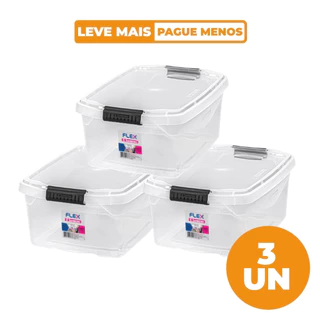 Kit 3 Caixas Organizadoras Transparentes 6L Flex Sanremo
