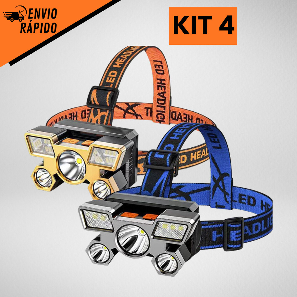 Lanterna Holofote De Cabeça 5 LED Super Brilhante À Prova D 'Água USB Recarregável 4 modos
