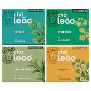 Combo Chá Leão da Linha Ervas  - 4 Caixas de 15 un - 60 Sachês Embalados Individualmente em Oferta na Shopee