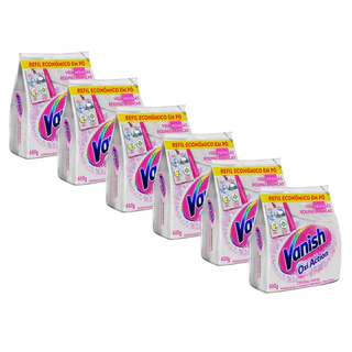 Tira-Manchas em Pó Refil para Roupas Brancas Vanish Oxi Action Crystal White 400g 6 Unidades