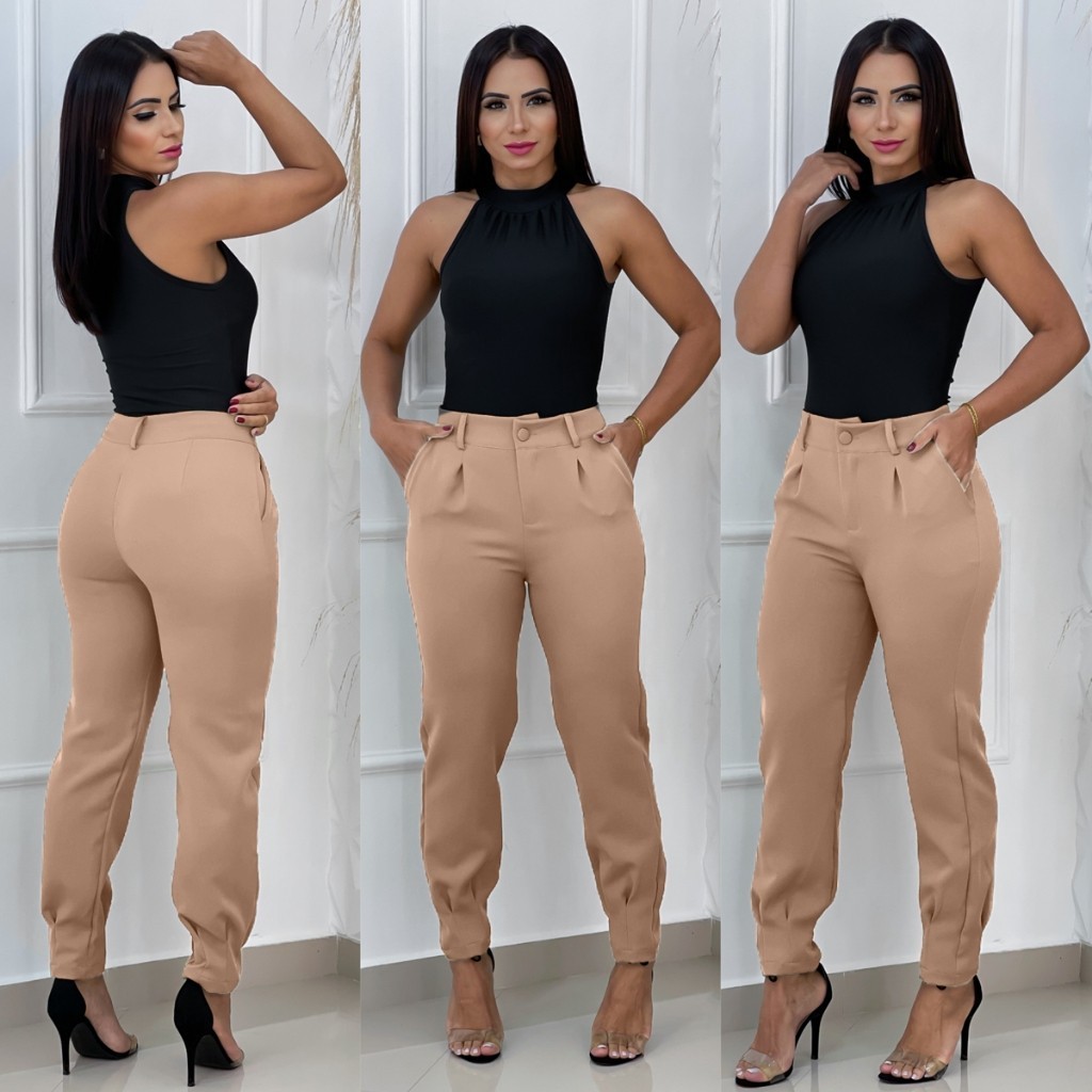 Calça Alfaiataria Feminina Modelo Cenoura Jogger Estiloso Social