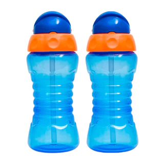 2x Garrafas Infantis com Canudo Retrátil 300ml Fresh Marinho