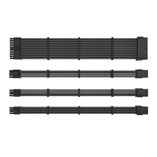 Kit Cabo Sleeved Premium Pichau CS110, 1x 24P, 1x 4+4P, 2x 6+2P, 300mm, Preto, PCH-CS110-BLK