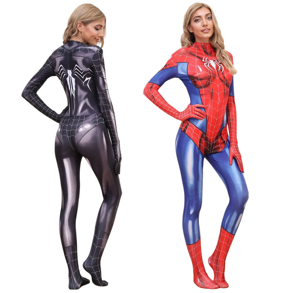 HOMEM-ARANHA MULHER MEIA-MULHER HOMEM-ARANHA CONJUNTO DE ROUPAS DE HOMEM-ARANHA ADULTO FANTASIA DE HALLOWEEN MULHER LOUCO