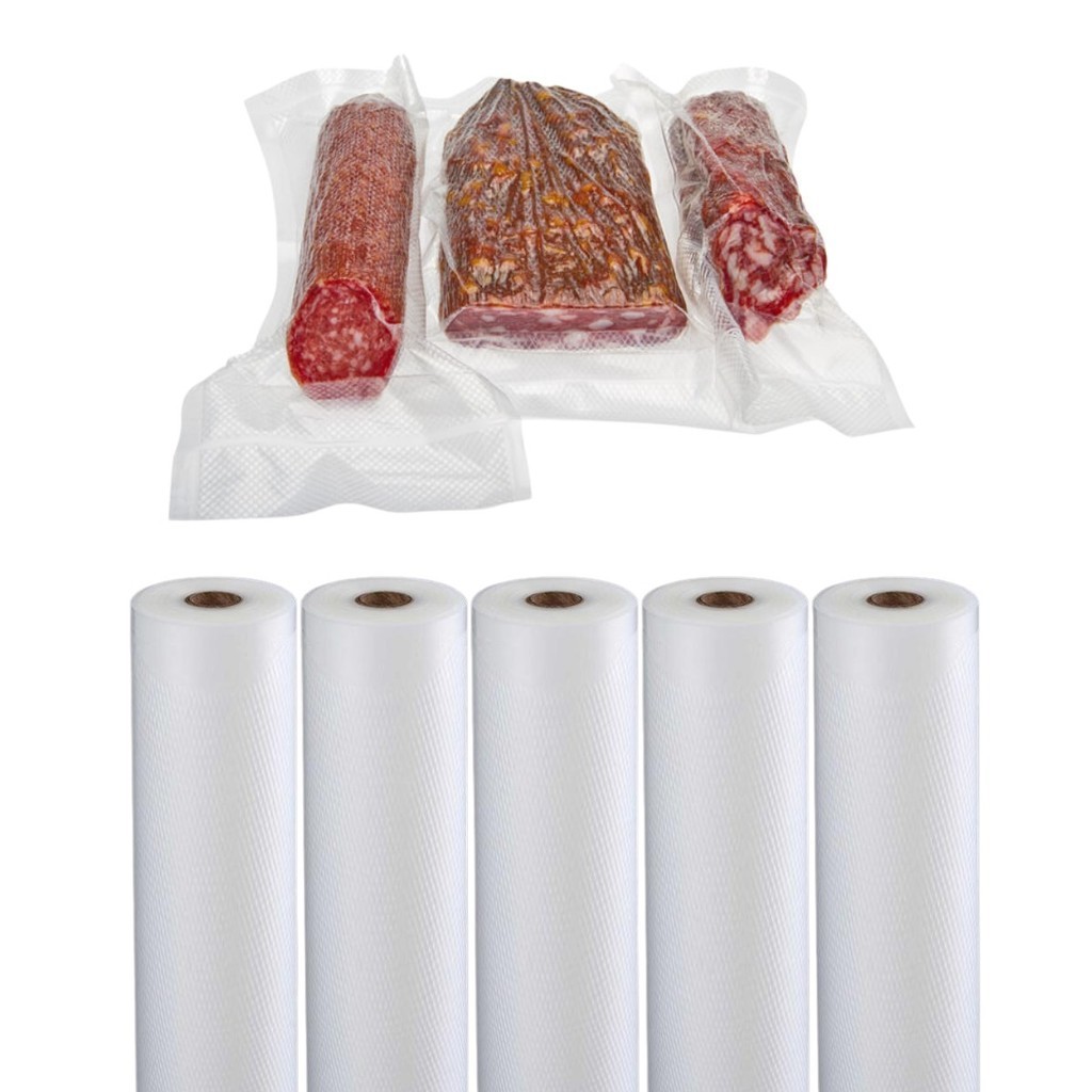 5 Rolos Bobina Embalagem A Vácuo Saco Plástico Para Seladora Para Conservar Alimentos C Ranhuras 15cm X 5m