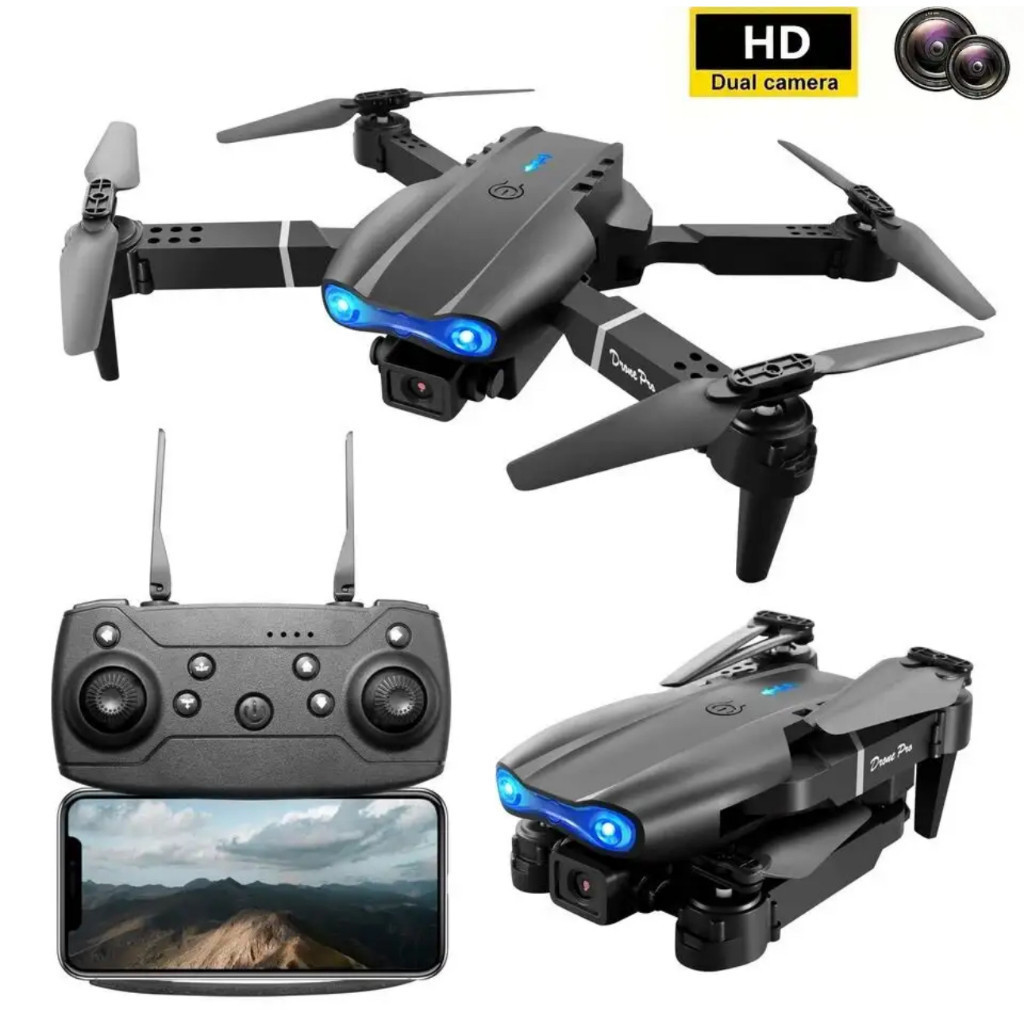 Drone Para Iniciantes E99 Pro Camera 4k Com 1 Bateria Wi fi Preto e suporte para celular