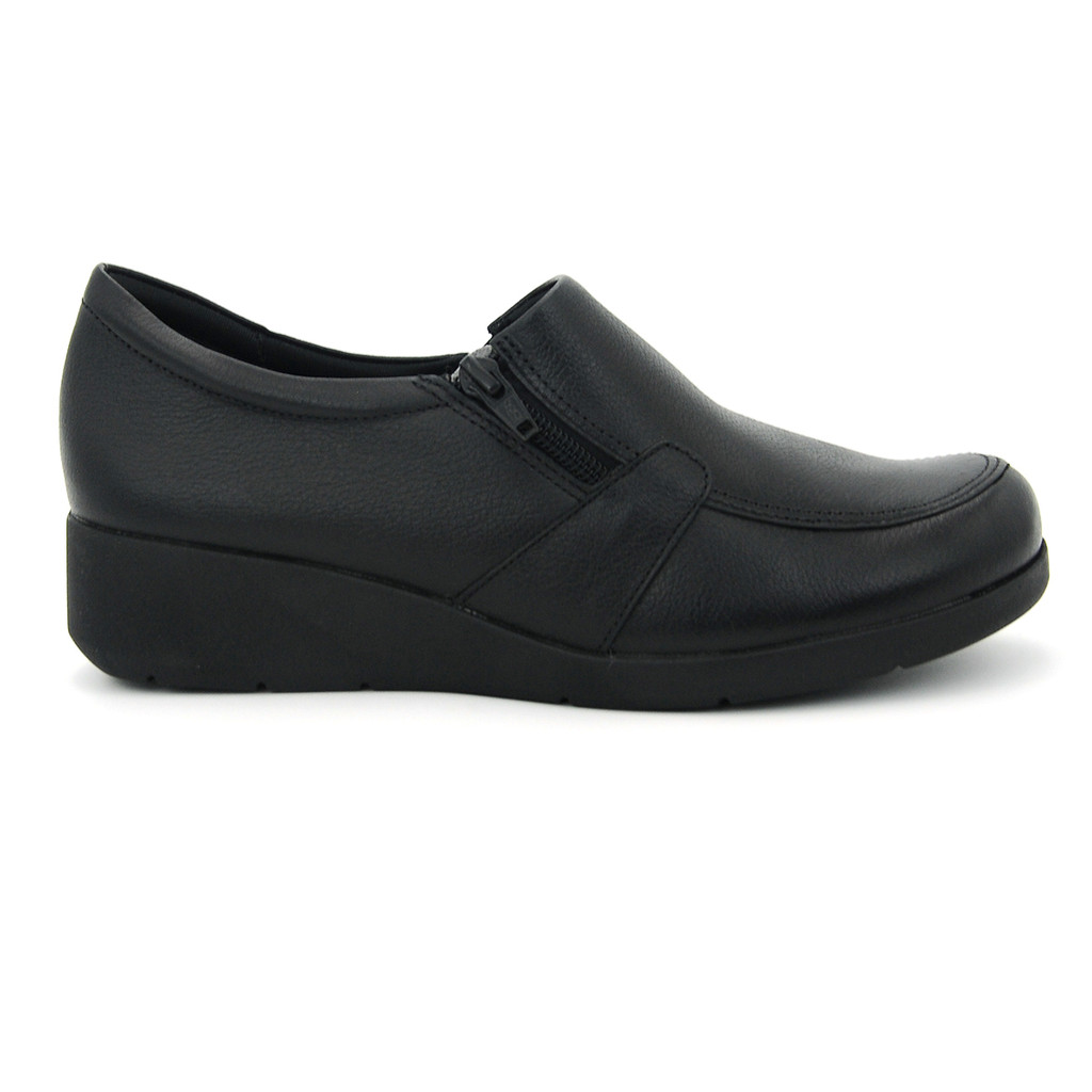 Tênis Comfortflex 2393402 Slip On Sem Cadarço Couro Ziper Conforto