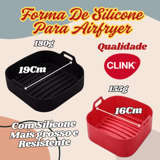 Forma AirFlryer De Silicone Grosso Resistente 19Cm De 180g Ou 16Cm De 155g Com Alças Quadrada Clink em Oferta na Shopee
