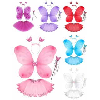 Kit Fantasia De Fada Borboleta Asa Com Varinha, Tiara e Saia Tule em Oferta na Shopee