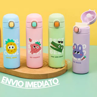 Garrafa Térmica Infantil/Adulta com alça antivazamento tampa EmborrachadaAço Com Bico Inox 450ML Vacuum Cup Garrafa de água