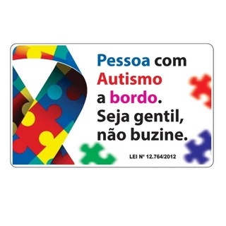 Adesivo identificação veicular Autista A Bordo Carro lei