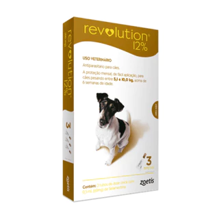 ANTIPULGAS REVOLUTION CAES 5,1 A 10 KG 12% 60MG 3 PIPETA 0,5
