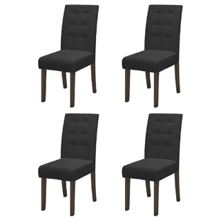 Conjunto Com 4 Cadeiras Estofada Sala de Jantar Dubai Castanho / Preto Dobuê