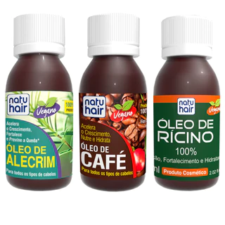 Kit Crescimento Capilar Natuhair Óleo de Café + Rícino + Alecrim 60ml