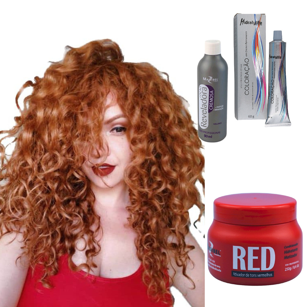 Tinta Cabelo 8.4 Loiro Claro Cobre + Ox20 + Matiz Red 250g | Shopee Brasil
