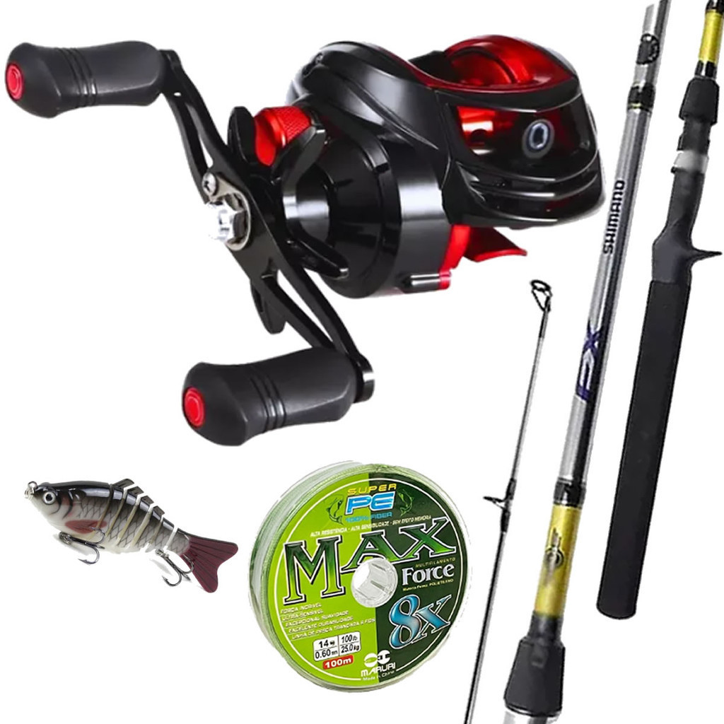 Kit Pesca Carretilha Anti Cabeleira Vara Shimano Isca Linha | Shopee Brasil
