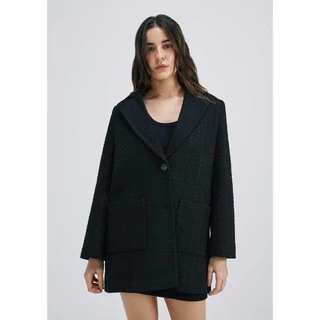 Casaco Sobretudo Feminino Alongado Em Tweed Hering
