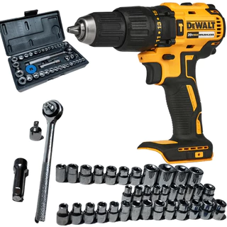 Furadeira Parafusadeira 1/2" 20V + Jogo Soquete 40pcs Dewalt