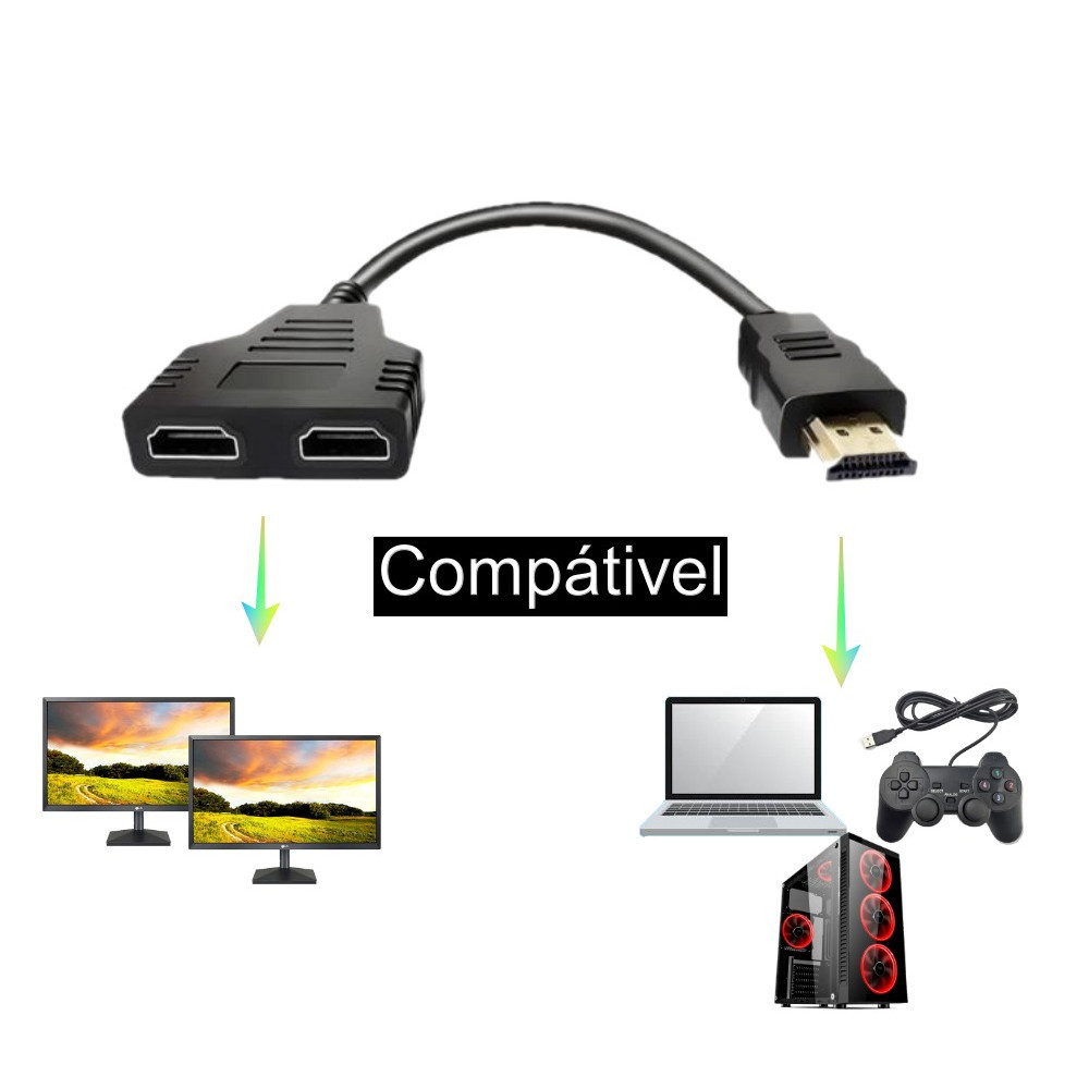 Hub Adaptador Hdmi Switch HDTV 2x1 Com 2 Portas 1080p Full HD Cabo Duplicador de Imagem Hdmi