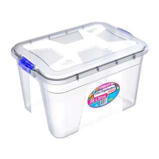 Caixa Organizadora 56L Transparente com Tampa Trava Uninjet