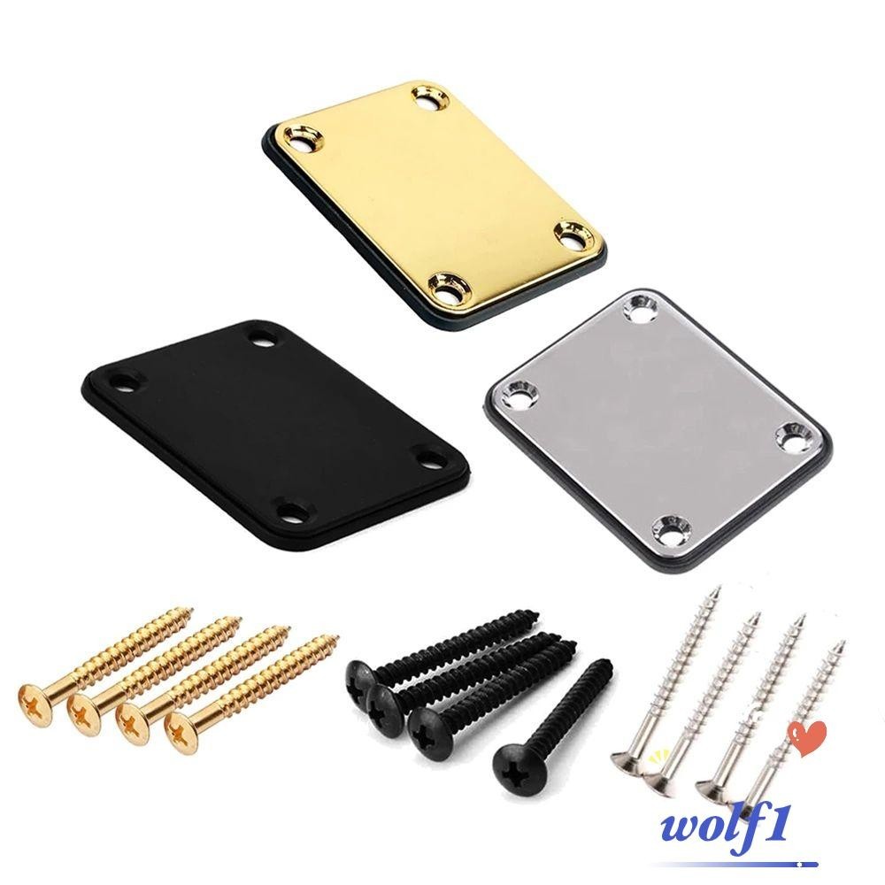 WOLF1 Gold Silver Mounting Plate Black Guitar Bass With Screws Parts Guitar Neck Plate Electric/Multicolor