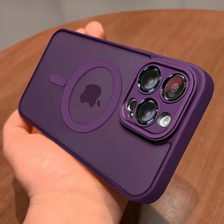 Capa De Carga Magnética Sem Fio Translúcida Para iPhone 15 14 13 12 11 Pro Max 14 15 Plus Protetor De Lente Mate