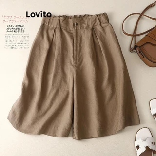 Lovito Shorts Casuais De Bolso Liso Para Mulheres LNL50100