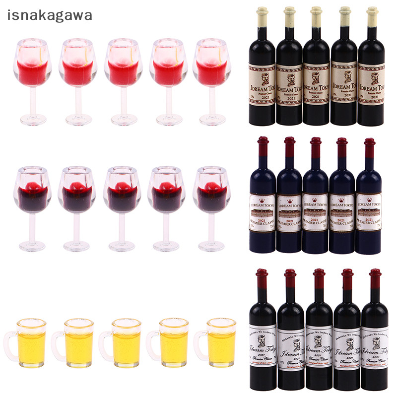 [isnakagawa] 5Pcs 1 : 12 Caneca De Vinho Miniatura Dollhouse Cerveja Modelo Doll Decor Toy Boutique