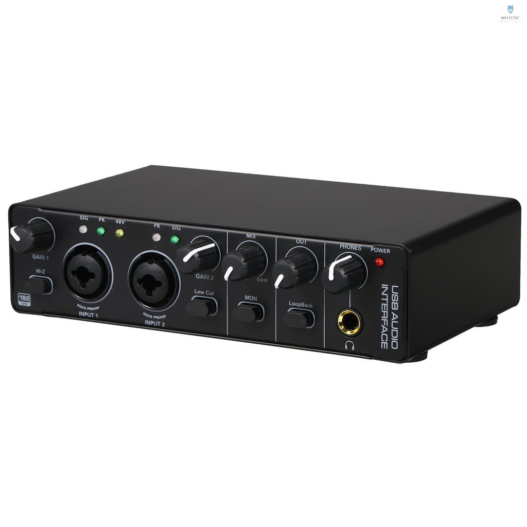 Placa De Som USB De Interface De Áudio RHM 2 In 2 Out Com Alimentação Fantasma De 48V Para Gravação Profissão