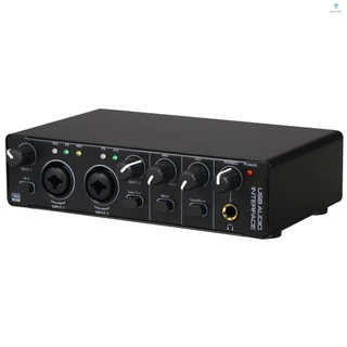 Placa De Som USB De Interface De Áudio RHM 2 In 2 Out Com Alimentação Fantasma De 48V Para Gravação Profissão