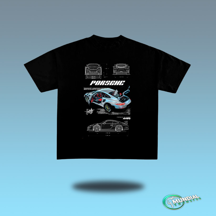 Camisa Tecido 100% Algodão Camiseta Estampa Carro Poorsche 911 GT2